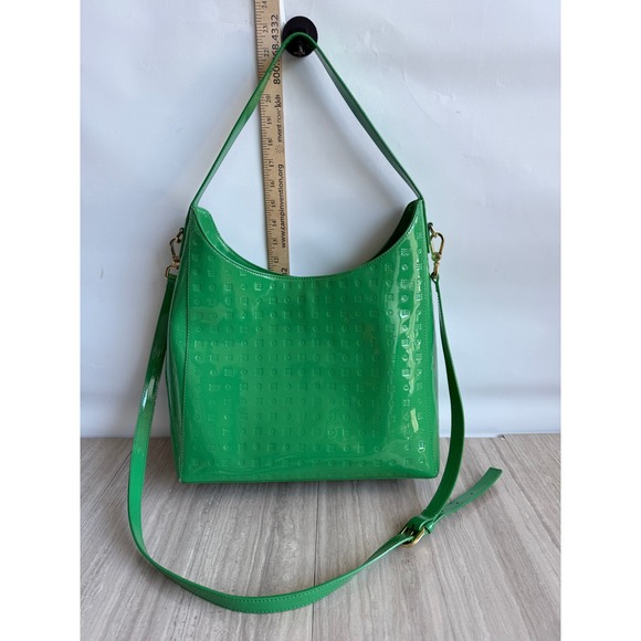 Arcadia Handbags - Arcadia Italy Green Patent Leather Shoulder Bag Embossed Tote Crossbody Y2K Glam